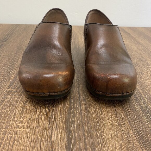 Dansko Clogs Womens 38 Siena Brown Leather Slip On Block Heel Comfort Shoes - Picture 6 of 11